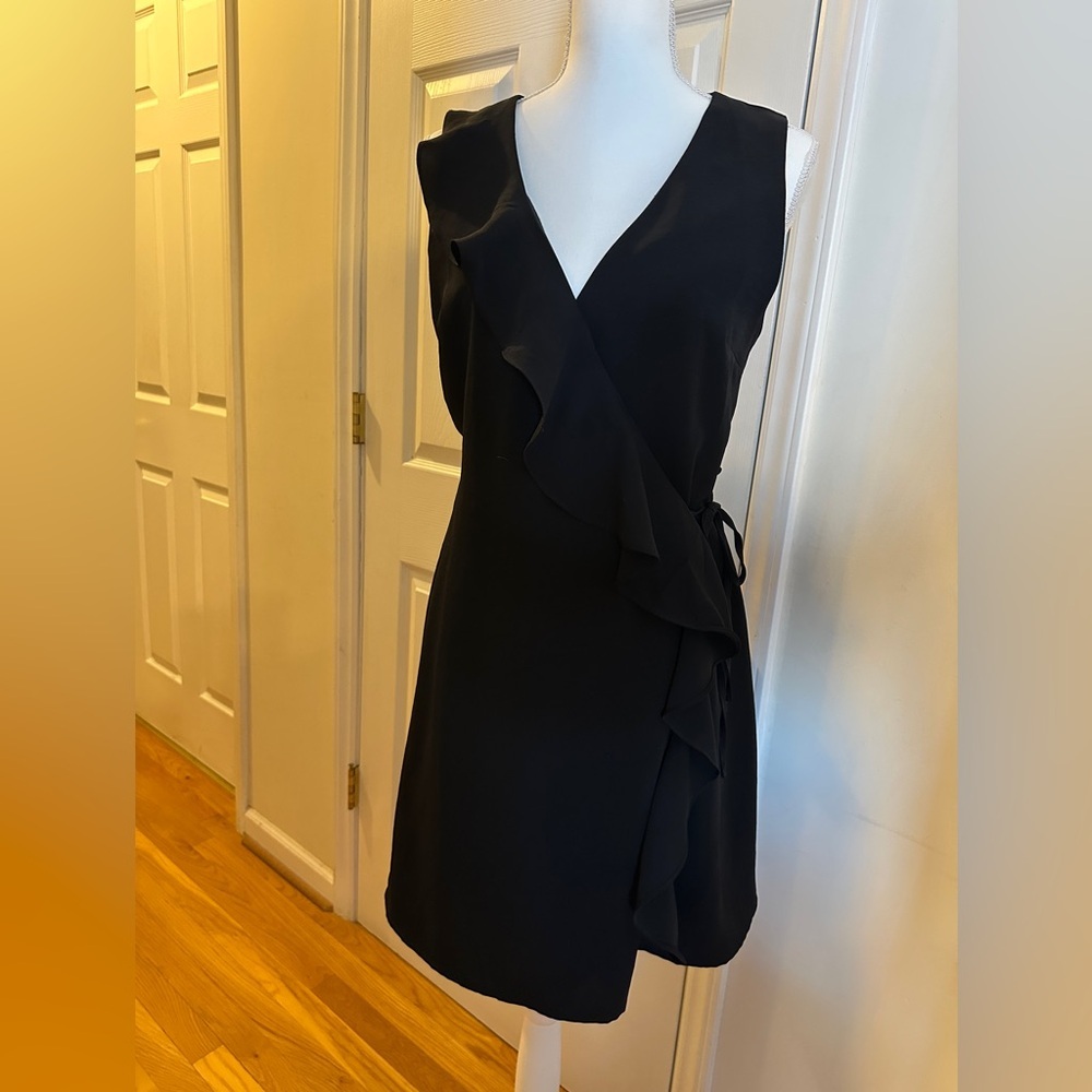 NWT Everly black ruffled wrap dress size medium.